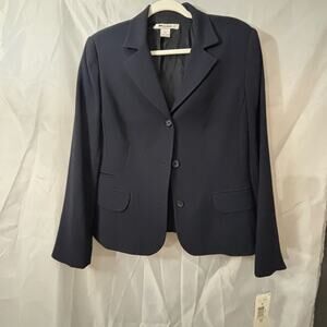 Nygard Collection Women’s Blazer Size 12 Navy 2-Button Career Jacket Work Office